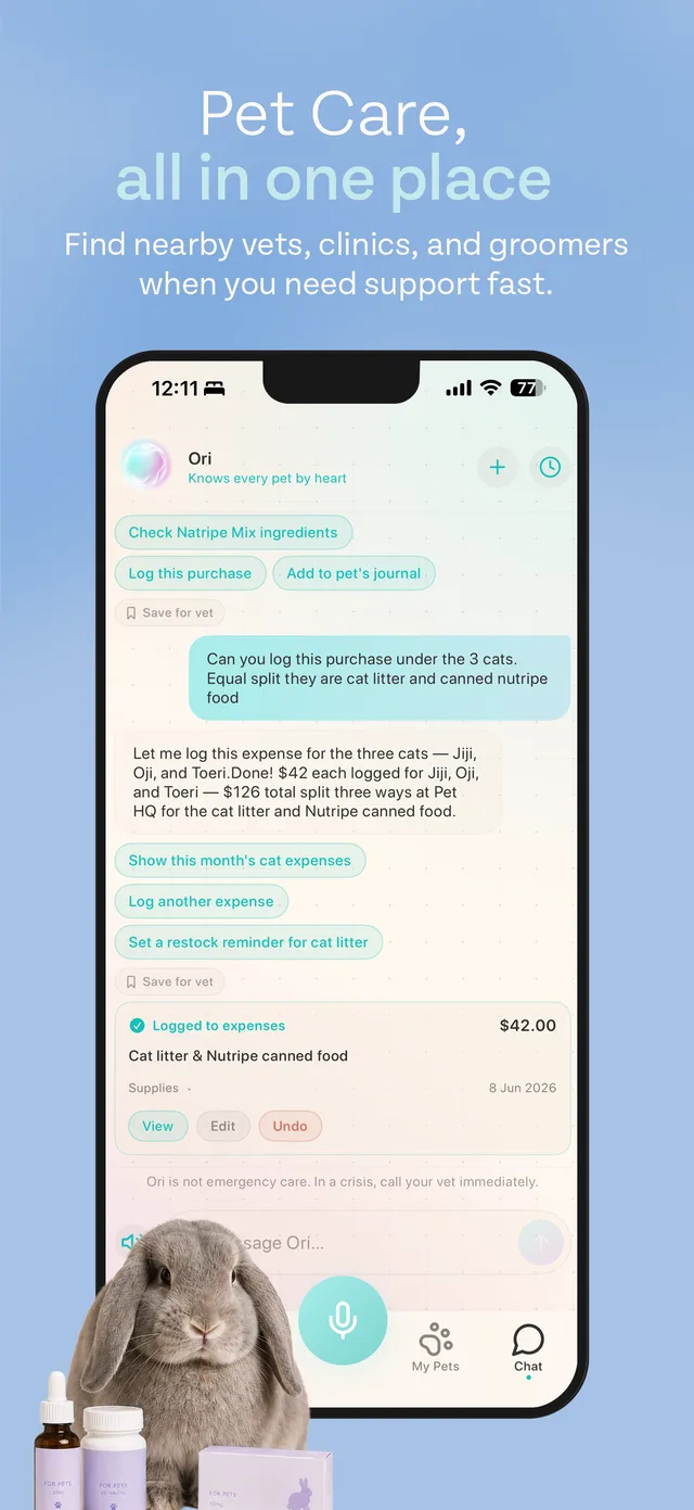 Ori app — log purchases and expenses by just telling Ori